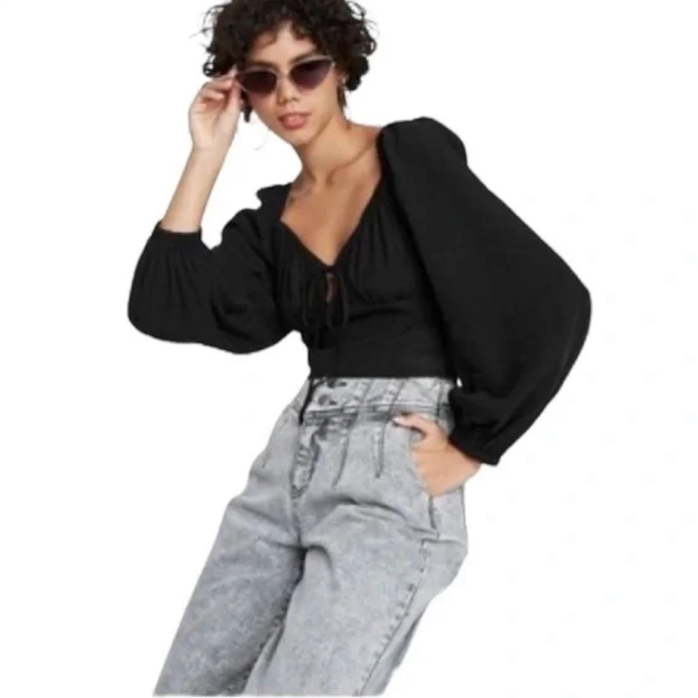 Wild Fable Black Puff Sleeve Blouse